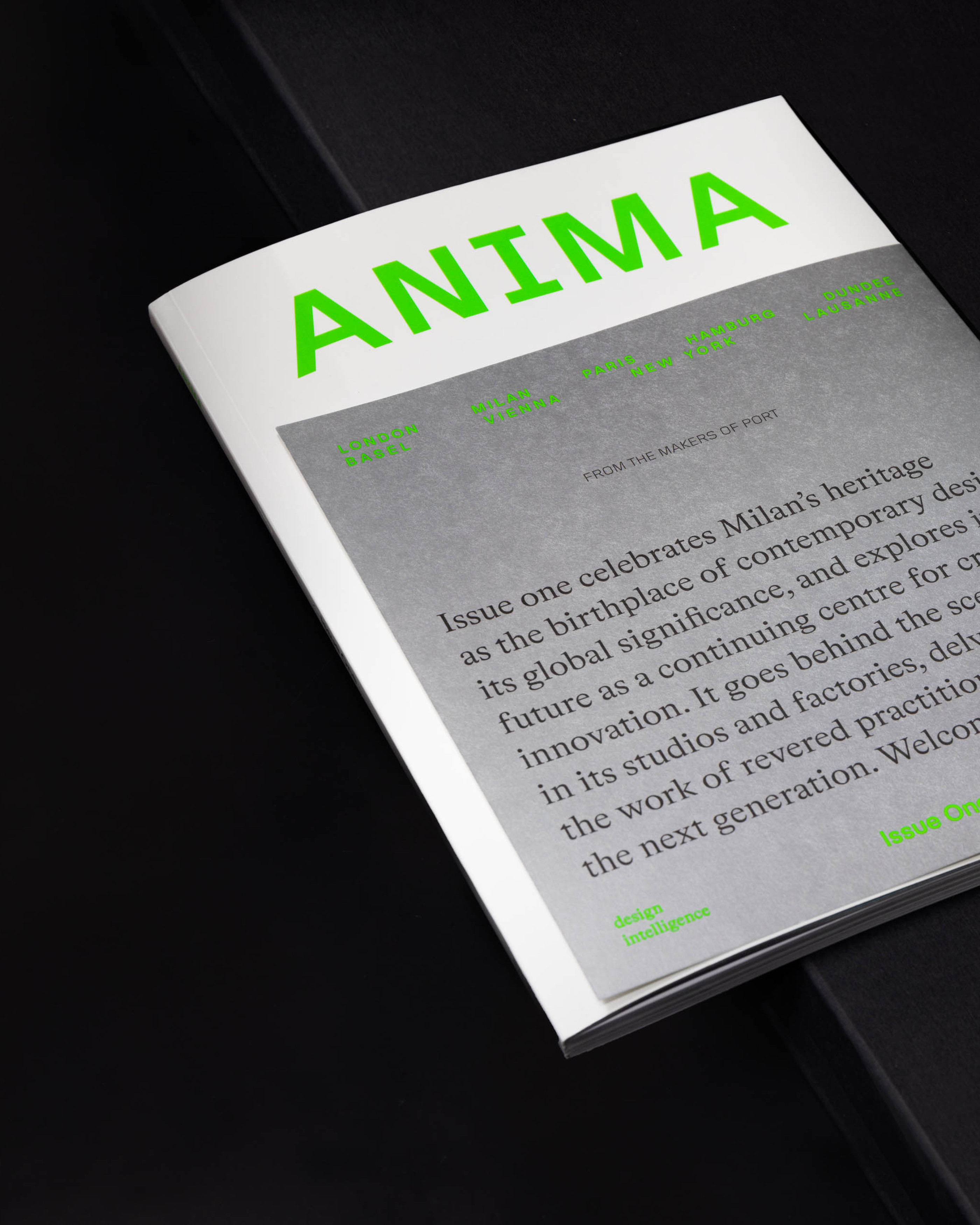 Cover of Anima Magazine on black background.